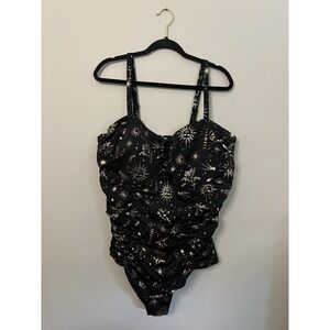 Torrid One Piece Swimsuit Black Celestial Space Women Size 3 22/24